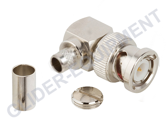 BNC male crimp coax connector rechte hoek RG58, AC5, RG142, RG400 [CX-5006/7725]